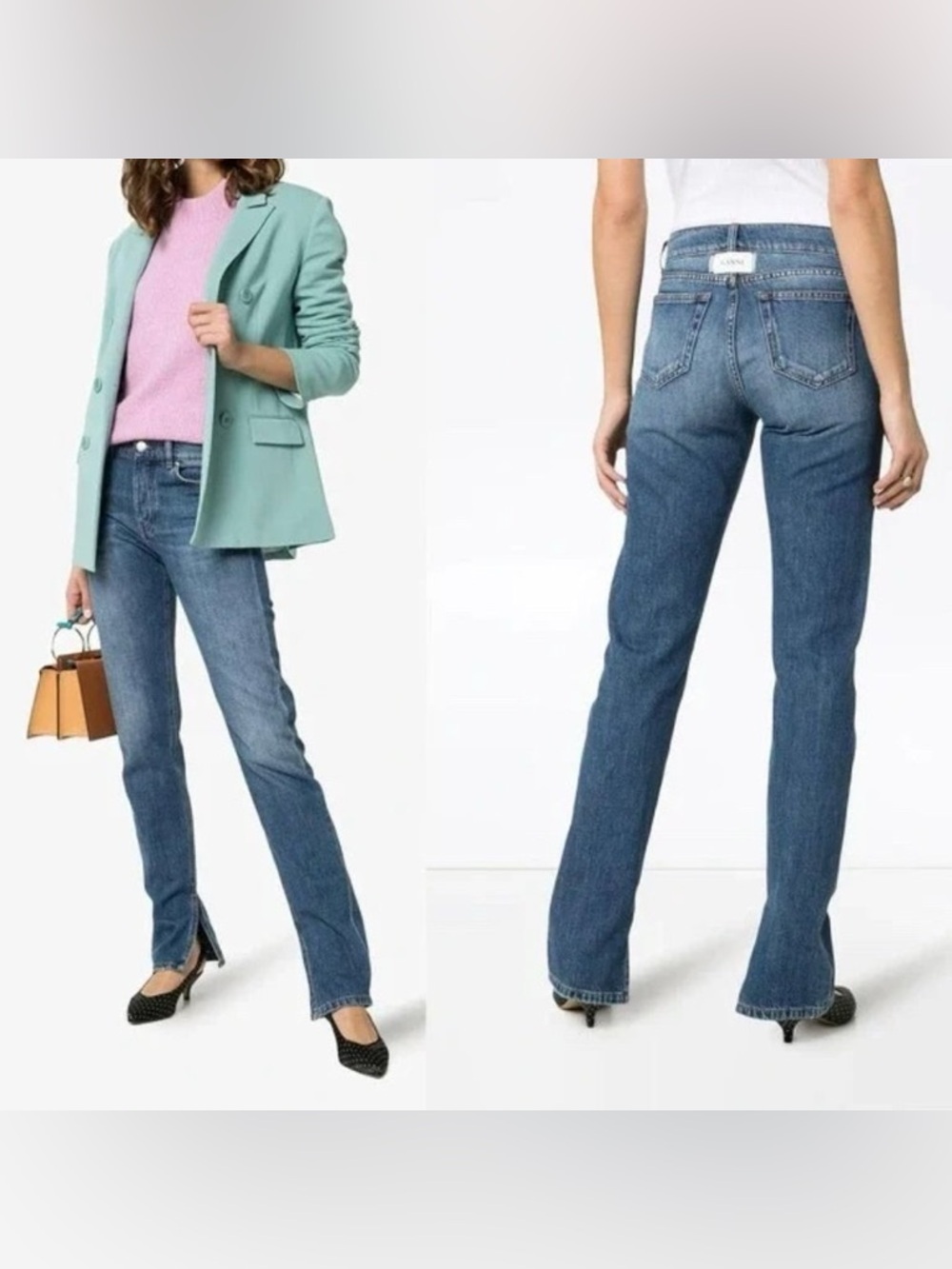 GANNI Sheldon Slit Hem Straight Leg Jeans Size 29